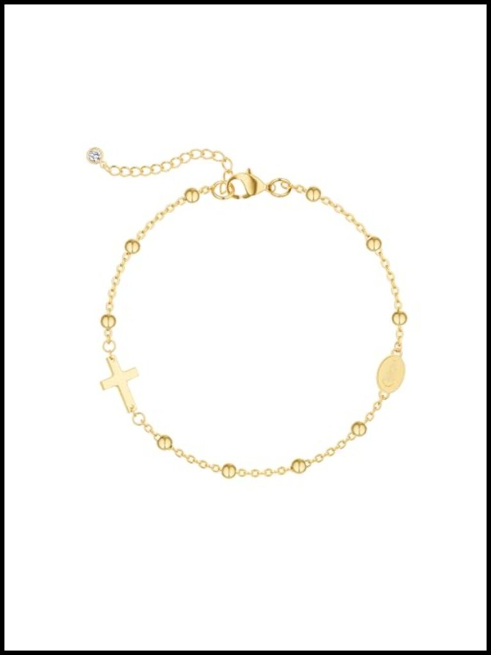 18K Gold Plated Cross Charm Bracelet for Women